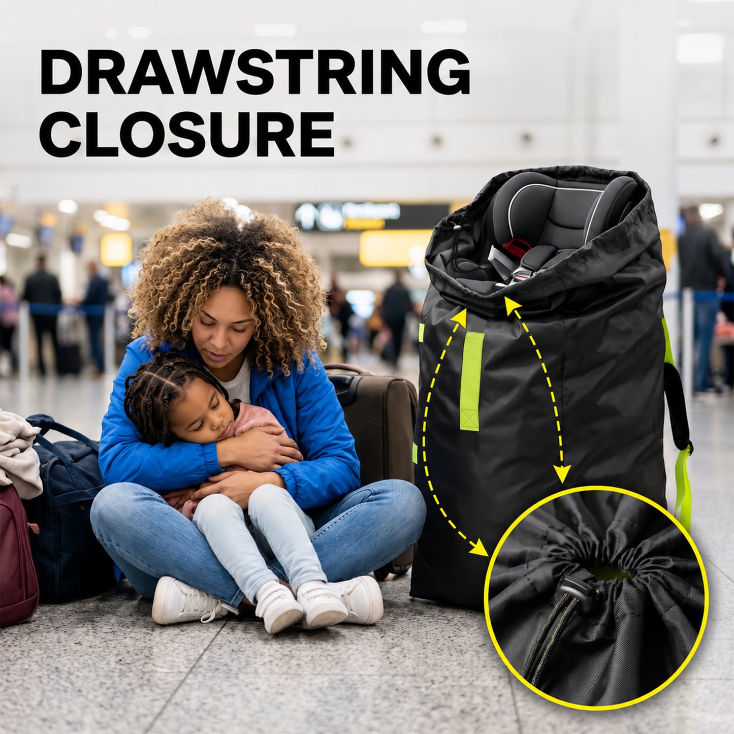 ZNQPLF Car Seat Travel Bag with Padded Straps, Car Seat Backpack Travel Bag for Airplane Air Travel, Waterproof Oxford Gate Check Storage Bag