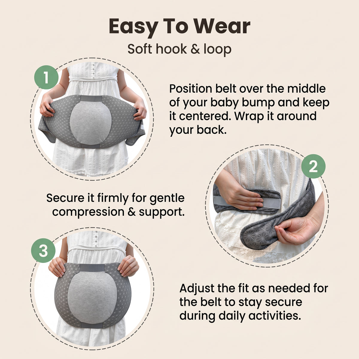 Haelhorneger Pregnancy Support Belt, Side Sleeping Maternity Belt with Memory Foam Belly Support, Adjustable Pregnancy Belt for Women, Gray