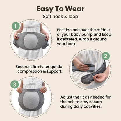 Haelhorneger Pregnancy Support Belt, Side Sleeping Maternity Belt with Memory Foam Belly Support, Adjustable Pregnancy Belt for Women, Gray