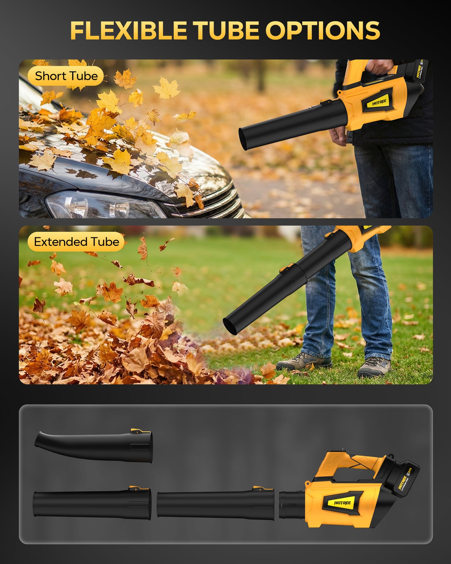 HOTREE Cordless Leaf Blower 600CFM 170MPH 6-Speed 2x2.0Ah Lithium Battery Lightweight for Lawn/Patio/Garage