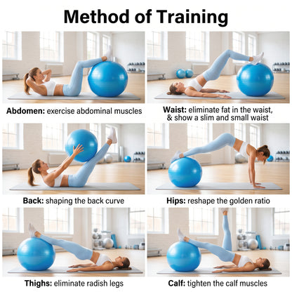 Feeray 29.5-Inch Exercise Yoga Ball, 2.5mm Thickened Stability Fitness Ball for Core Training, Blue