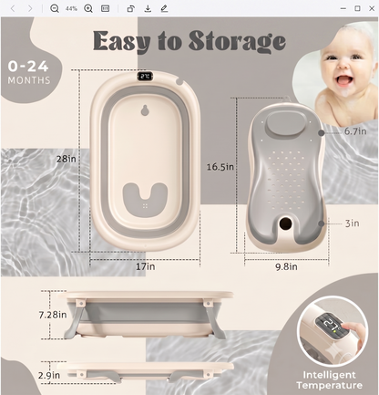 Rupoun Foldable Baby Bathtubs, Collapsible Bathtub for Infant Newborn Boys and Girls, Portable, Plastic, Gray