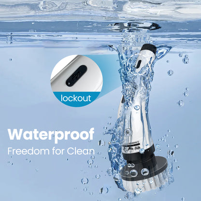 BIMZUC Electric Spin Scrubber, Cordless Cleaning Brush, 8 Replaceable Heads, Adjustable Handle, 400 RPM Power, for Bathroom, Kitchen, Floors, White