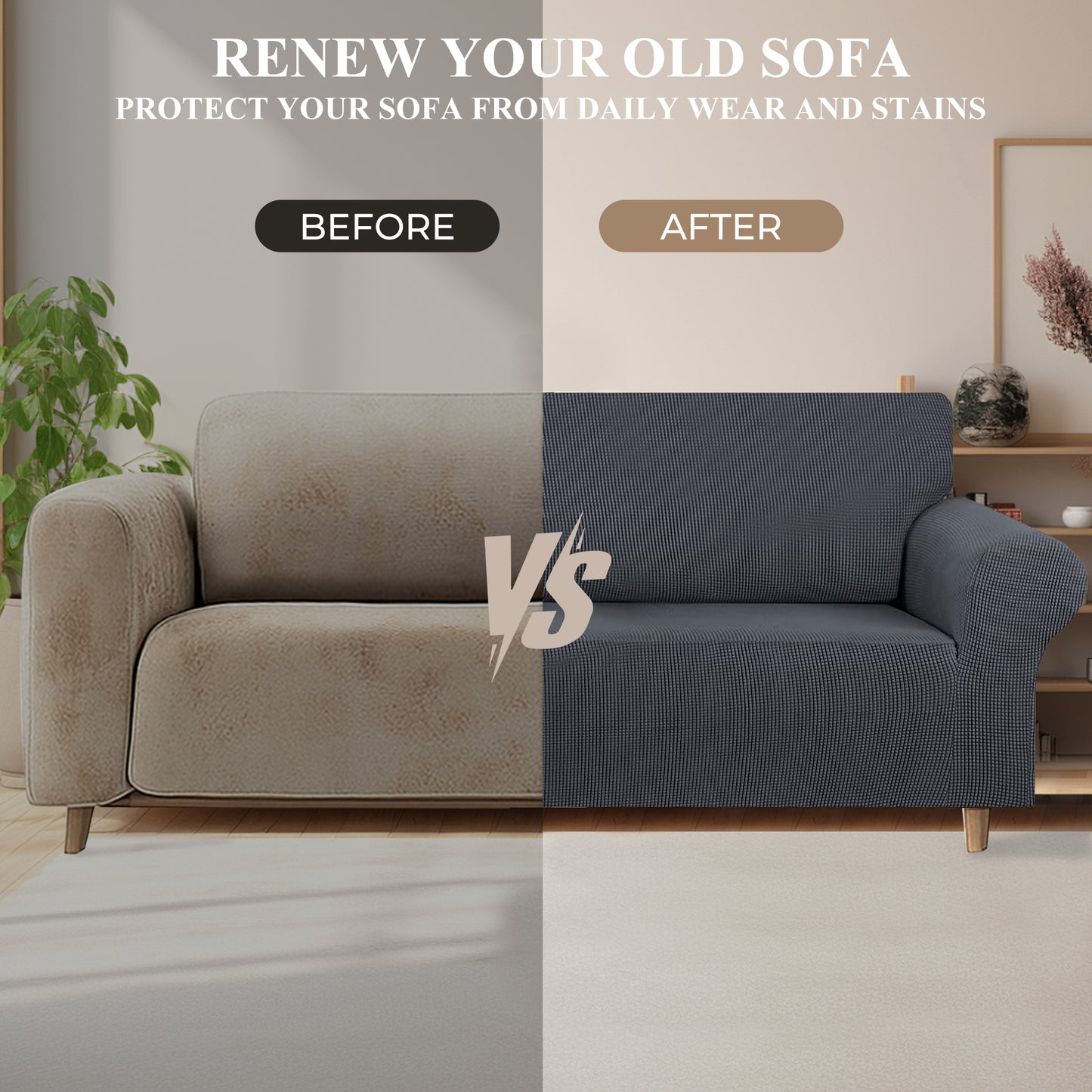 WEENEED Sofa Cover Non Slip Couch Cover Stretch Slipcover Leakproof Couch Protector for Kids Dogs Cats Pets, Dark Gray