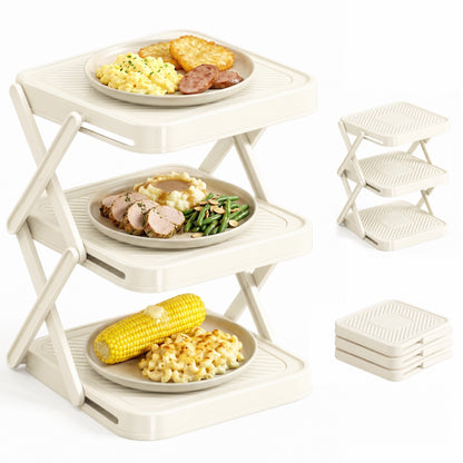 Alylo Kitchen Countertop Plate Organizer and Foldable Food Prep Rack, 3-Tier, ABS Plastic