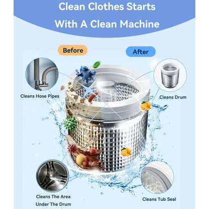 FVSA Washing Machine Cleaner Tablets, Deep Cleaning Odor Eliminator for Front and Top Load HE Washers, 12 Count