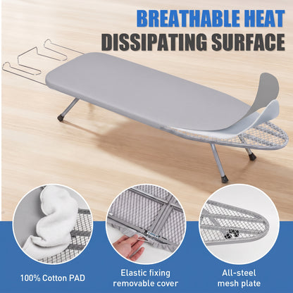 Riousery Tabletop Ironing Board, Steel Frame, Foldable Design with Iron Rest and Hanging Storage, Compact for Dorms & Apartments, 30"x12"x7"
