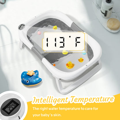 RUPOUN Baby Bathtub, Collapsible for Newborn Boys and Girls, Portable and Foldable, Gray