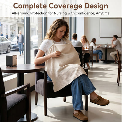 ZNQPLF Nursing Cover for Breastfeeding, Soft Cotton Muslin Breastfeeding Cover, Multi-Use Privacy Cover for Moms, Wheat