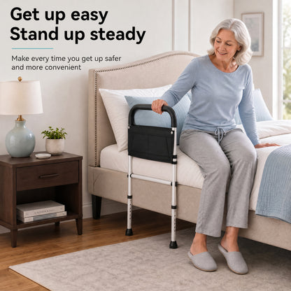 YCPINGC Bed Assist Rails for Seniors, Adjustable Bed Rails for Elderly Adults with Safety Guard, Storage Bag, Fixing Strap, Grounding