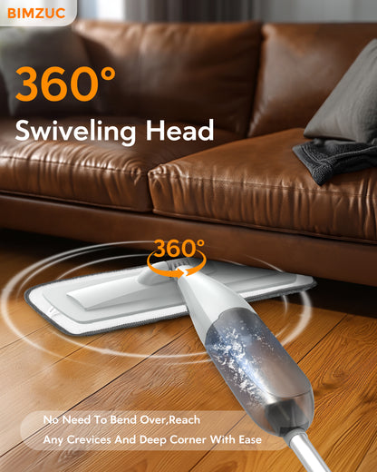 BIMZUC Spray Mop for Floor Cleaning with 3 Washable Pads-Wet Dry Microfiber Mop with 27 oz Refillable Bottle, Gray - New