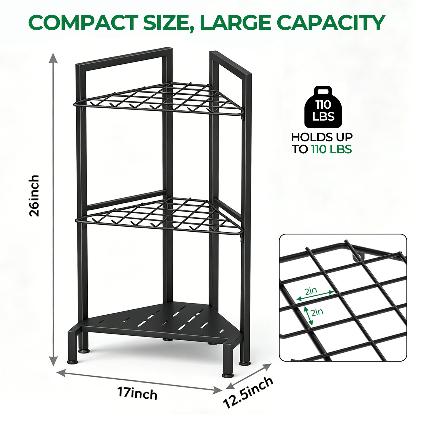 Riousery Garden Tool Organizer, Heavy Duty Metal Yard Tool Tower Rack with 34 Storage Slots & 14 Hooks for Garage Organization and Storage