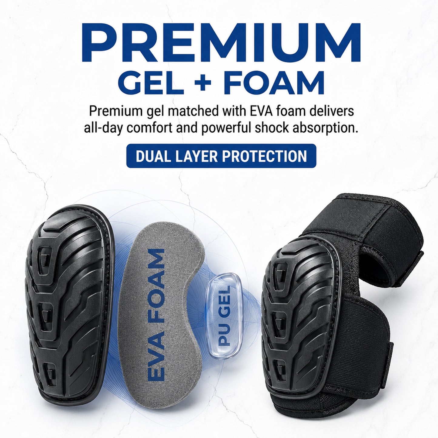 OHHANI Work Knee Pads, Heavy-Duty Foam Silicone Cushion, Adjustable Nylon Velcro Straps for Gardening, Tile Installation and Household Cleaning