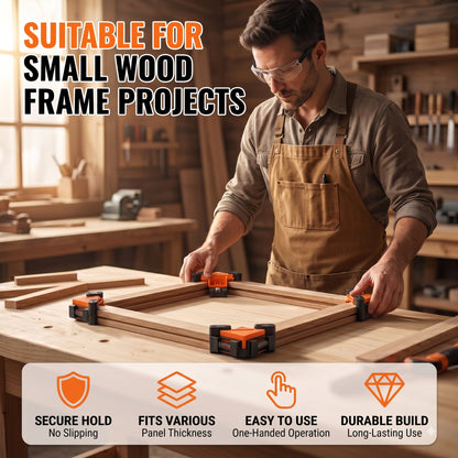 Ouneot 4‑Pack Corner Clamps, 90 Degree Right Angle Woodworking Clamps, Adjustable Spring‑Loaded Wood Clamps for Cabinet & Frame DIY Assembly