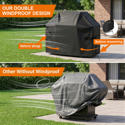 OHHANI Grill Covers, 58"W x 24"D x 46"H Outdoor, 210D Oxford with Adjustable Drawstring & Storage Bag, UV Protect, for BBQ
