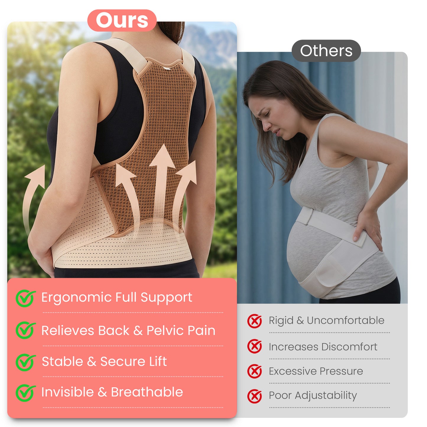 RUPOUN Maternity Belly Band – Back & Abdomen Support for Pregnant Women, Beige