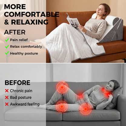 ALYLO Wedge Pillow 3-Piece Adjustable Set with Memory Foam Neck Cushion for After Surgery and Acid Reflux, Dark Grey and White