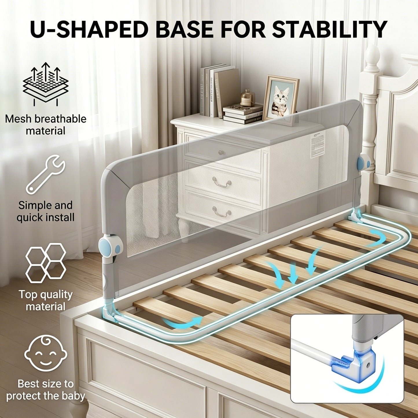 Bed Rails for Toddlers, Baby Bed Rail Guard Foldable Toddler Bed Rail (Gray, 71in Sizes)