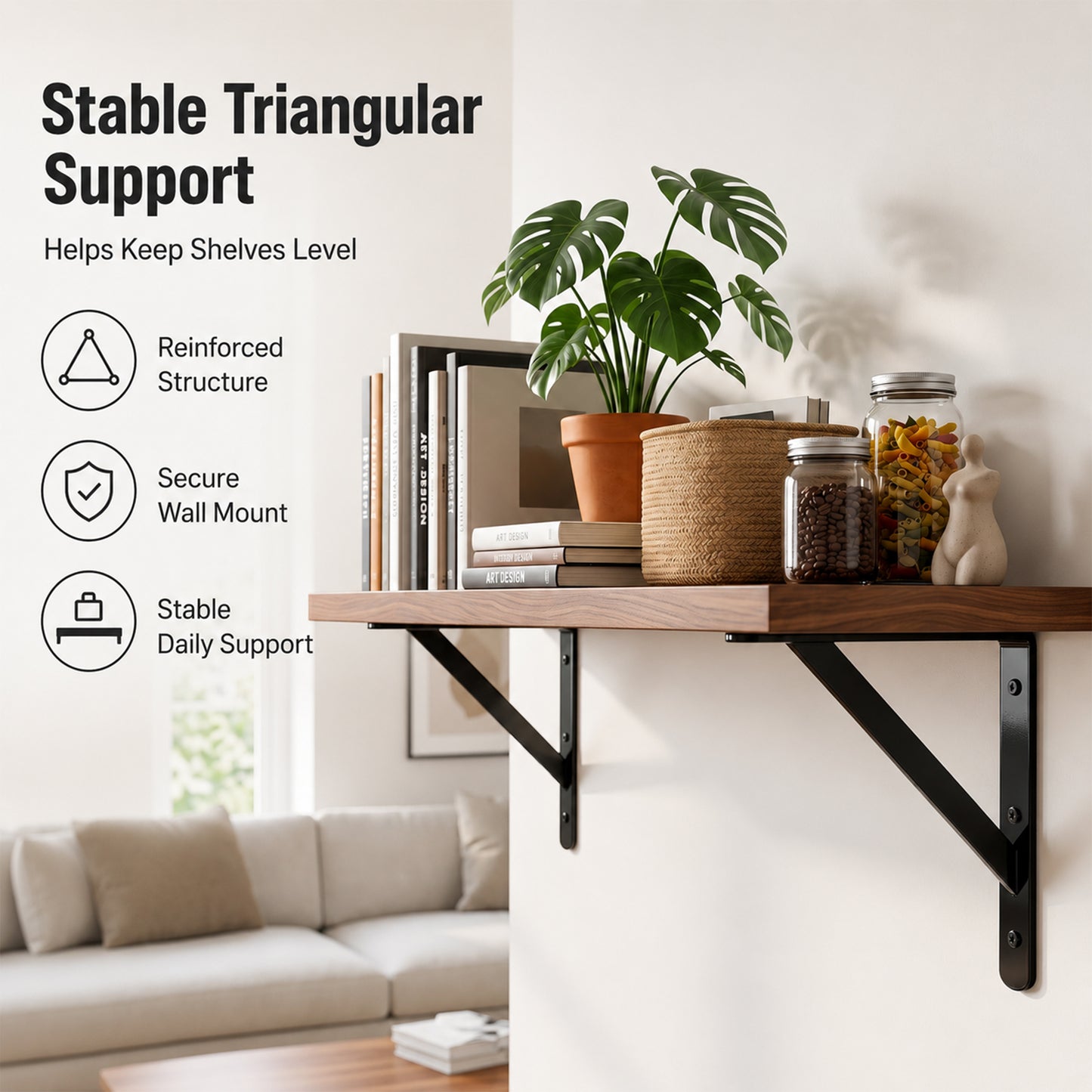 Riousery 12 Pack Heavy Duty Shelf Brackets, 2mm Thick Steel L Brackets for Wall Shelves, 7.9 x 4.7 in, 2mm Thick Carbon Steel Wall Shelf Supports with Mounting Hardware, Black