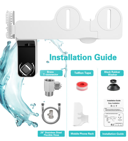 Hodvit Non-Electric Bidet Toilet Attachment, Dual Nozzle with Self-Cleaning, Adjustable Pressure Control