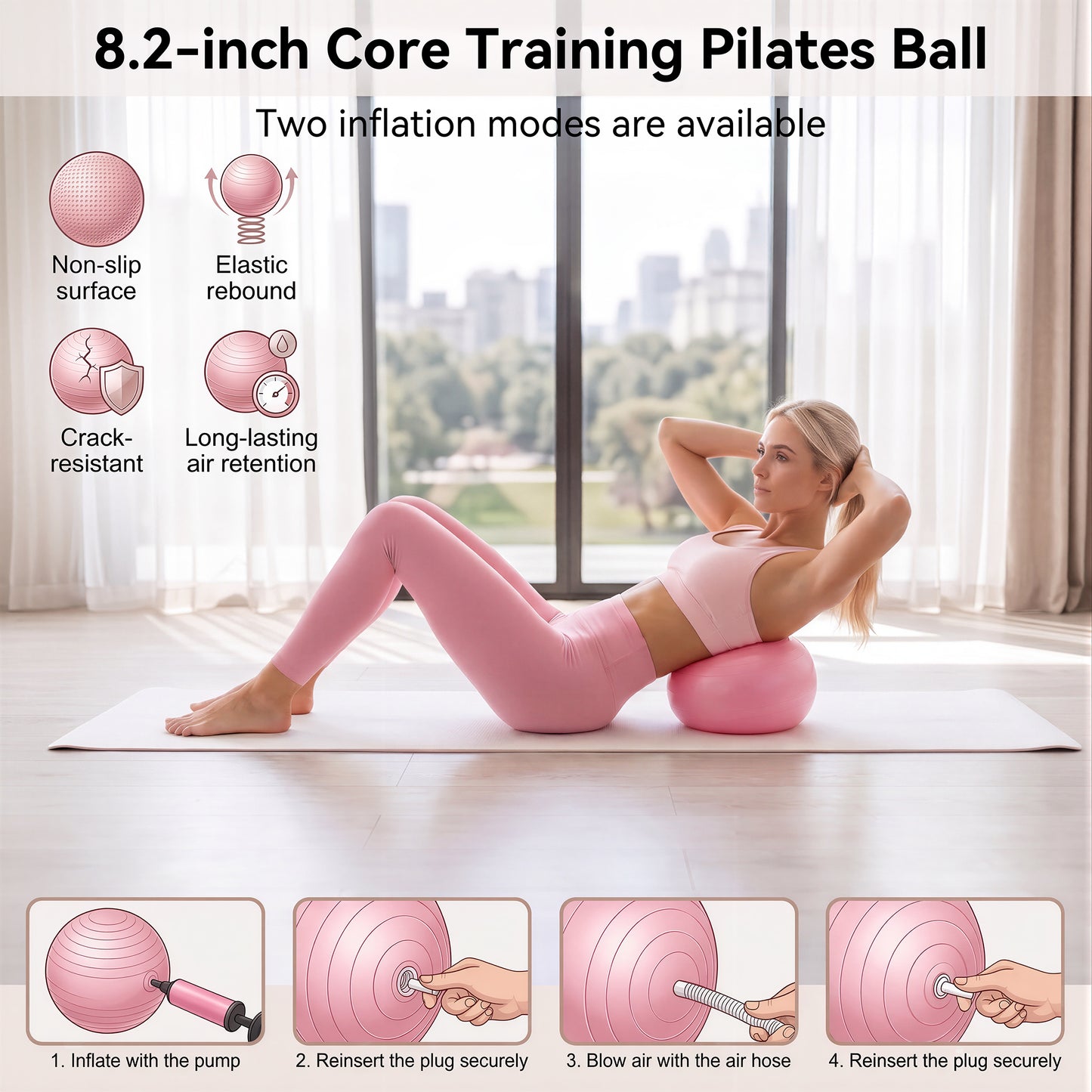 Feeray 14-Piece Pilates Equipment Kit for Women,Home Workout Set with Ring, Mini Ball, Sliders & Resistance Bands for Home Workouts
