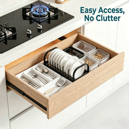 Riousery Dish Drying Rack with Drainboard, Compact Stainless Steel Dish Drainer for Small Kitchen Counter, 14.2" x 6.9" x 6.1", Black