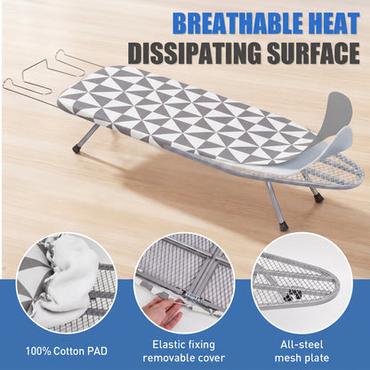 Riousery Tabletop Ironing Board, Steel Frame, Foldable Design with Iron Rest and Hanging Storage, Compact for Dorms & Apartments, 30"x12"x7"
