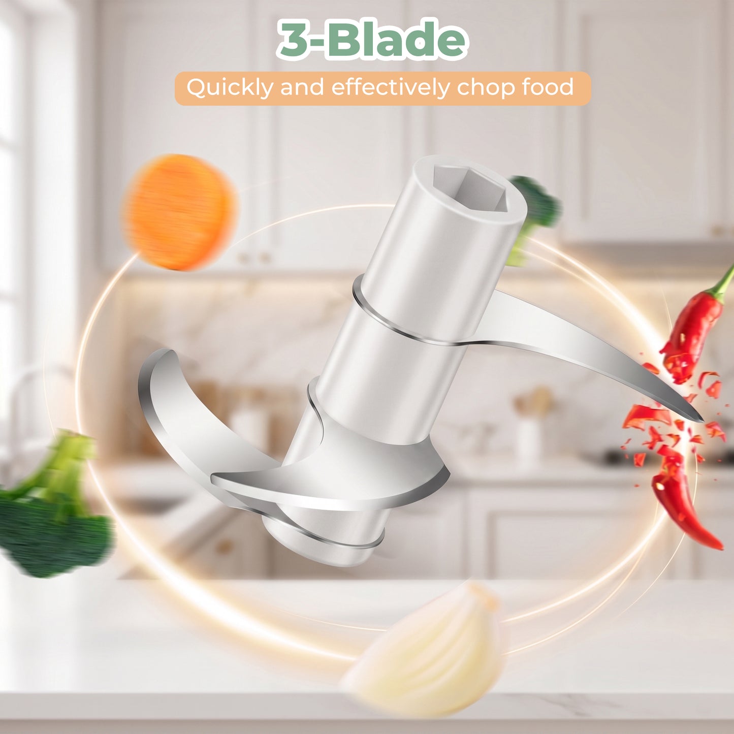M Buder Electric Garlic Chopper ,250ml USB Charging Food Processor, Mini Vegetable Chopper for Ginger, Chili, Fruit, Meat , 304 Stainless Steel Blades
