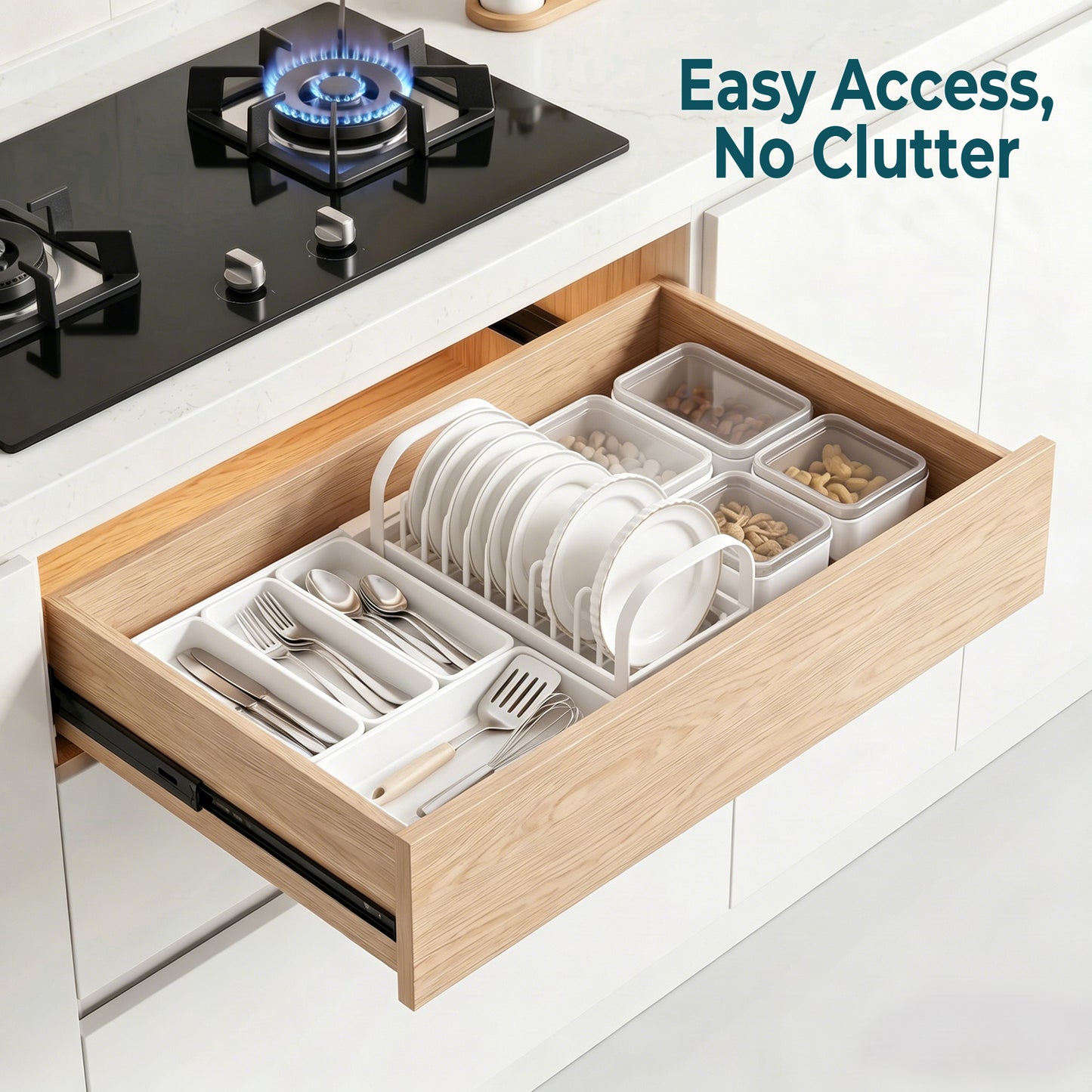 Riousery Dish Drying Rack with Drainboard, Compact Stainless Steel Dish Drainer for Small Kitchen Counter, White