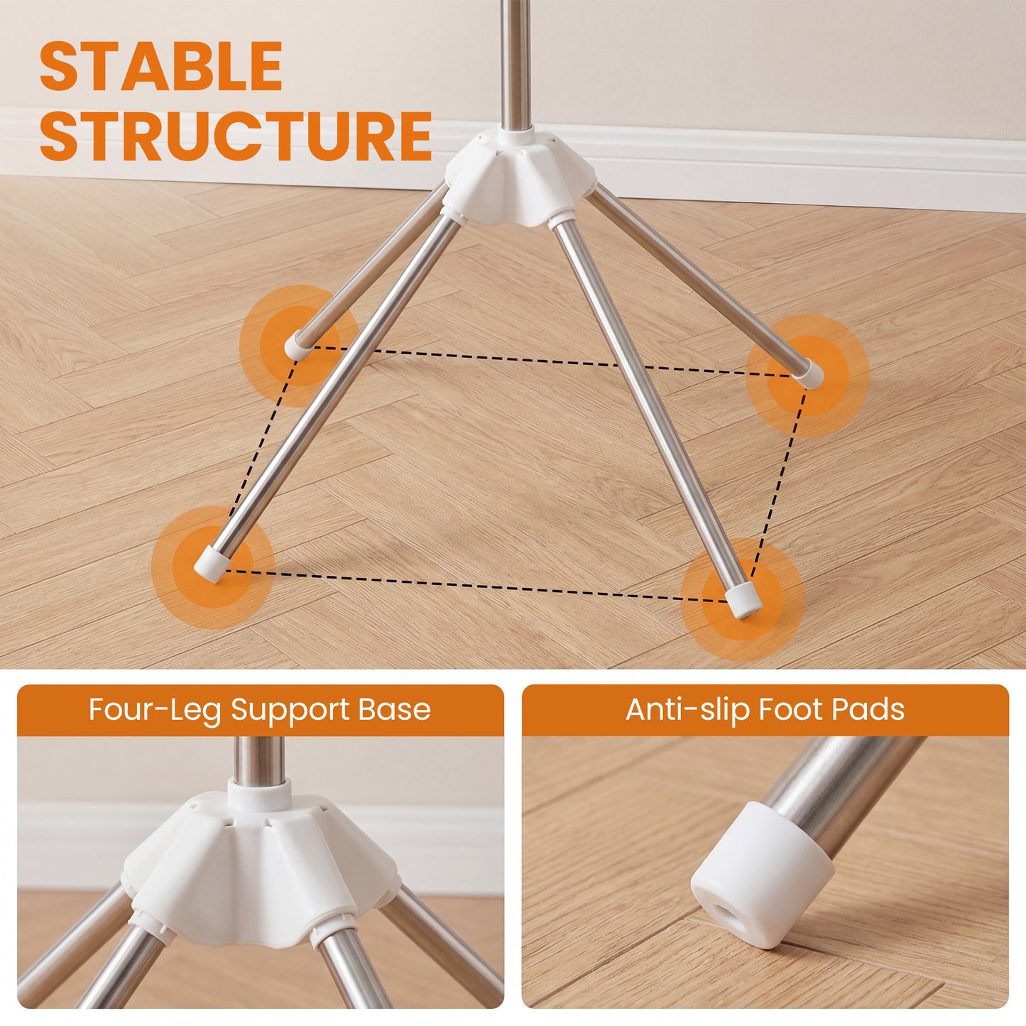 WEEUSE Clothes Drying Rack, Space Saving and 2-Tier Design, 6 Rotating Arms, Stainless Steel Frame with Quad Base, 74.8 in Height