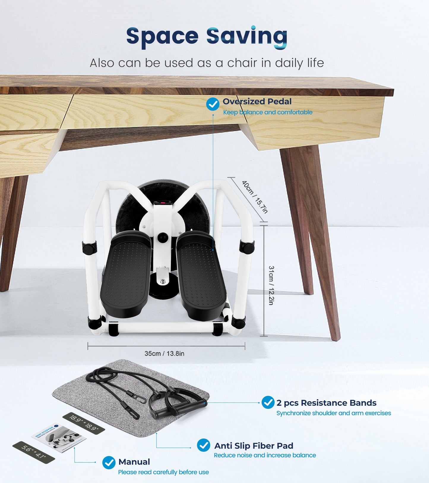 BIMZUC Steppers for Exercise with Twist Stool, Multifunctional Mini Fitness Machine for Full Body Workout, Home Workout Equipment with Resistance Bands & LCD Monitor