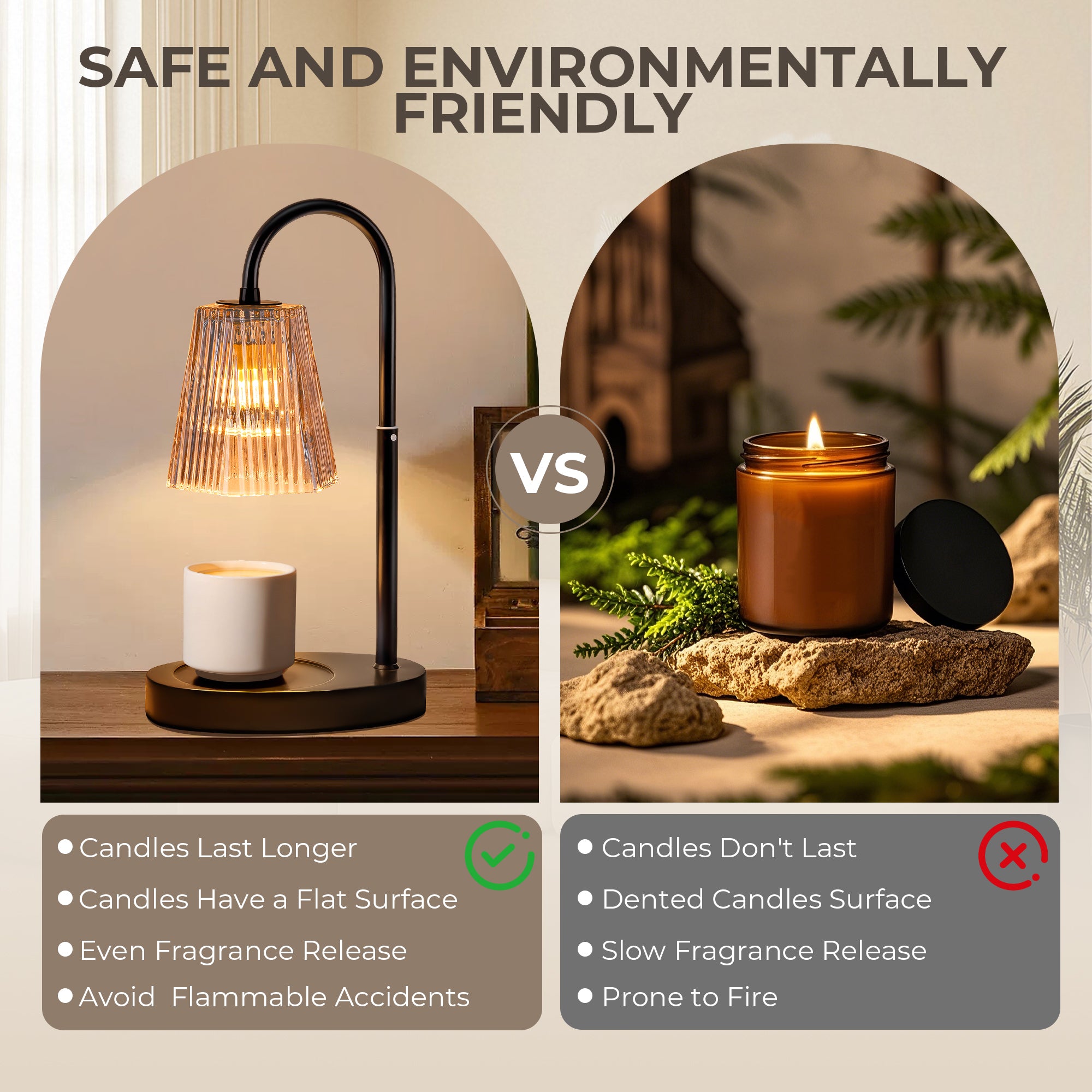 AOLIGO Candle Warmer Lamp, Tabletop with Timer and Dimmer, Adjustable Height, Flame-Free for Home Decor, Gift for Christmas