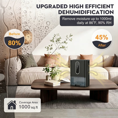 Dehumidifier for Home, 67oz Water Tank, (1000 sq.ft) Quiet Portable Dehumidifiers for Bathroom, Auto Shut Off, Sleep Mode, 5 Color Light