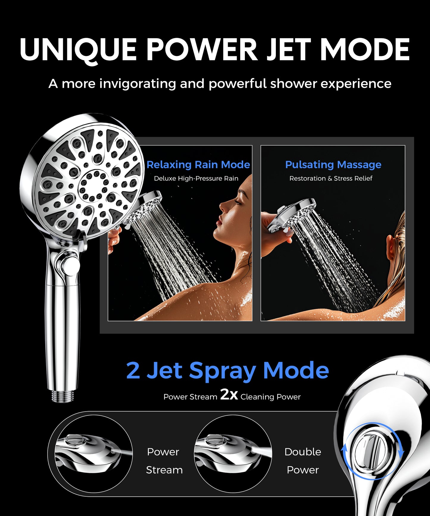 Hodvit Handheld Filtered Shower Head, 10 Spray Modes High Pressure Shower Head with Pause Function, New