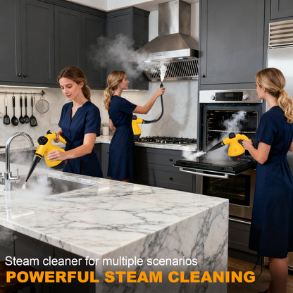 BIMZUC Handheld Steam Cleaner, 2500W Multi-Surface Cleaner with 10 Accessories, Compact Design, Yellow