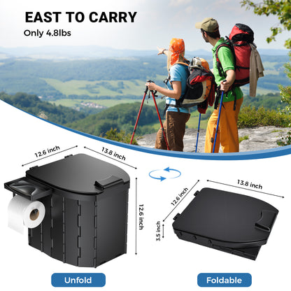 OHHANI Outdoor Portable Toilet, Car-Mounted Portable Toilet with Lid, Soft Pad, Tissue Holder, Portable Storage Bag, Foldable, Suitable for Camping, Beach, Hiking, and Car Use.