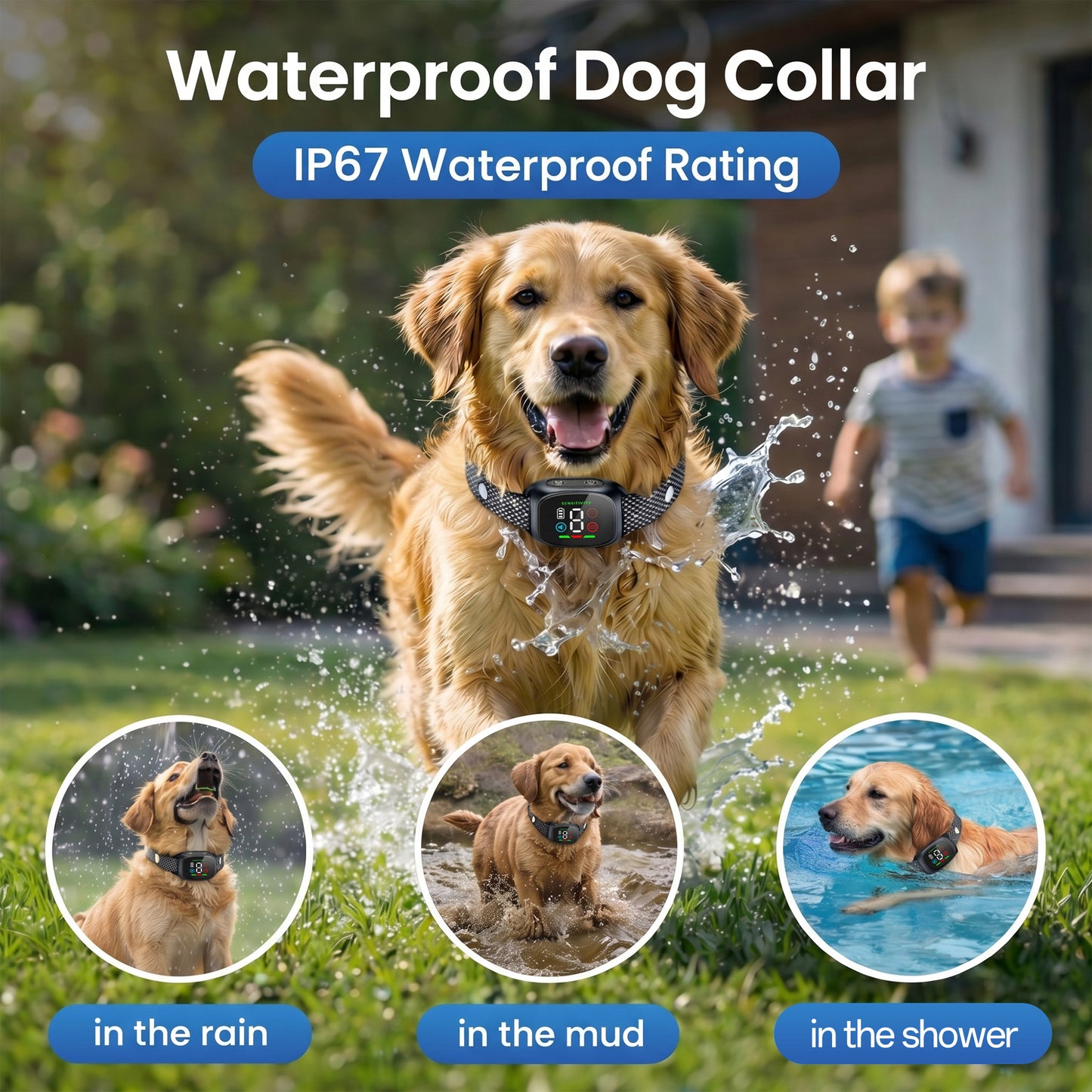 Tolobeve Rechargeable Anti-Bark Collar, 4 Modes and 8 Levels, IP67 Waterproof for Small-Medium Dogs, Black