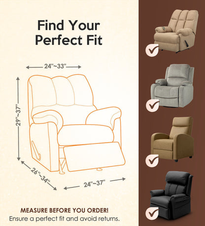 WEENEED Recliner Chair Cover, Stretch Polyester One-Piece Slipcover with Side Pocket, Universal Fit Sofa Protector for Pets and Home Décor, Dark Gray