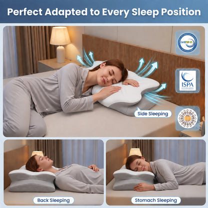 Alylo Cervical Neck Pillow for Neck & Shoulder Support, Ergonomic Memory Foam Contour Bed Pillow with Breathable Cover, Side, Back & Stomach Sleepers