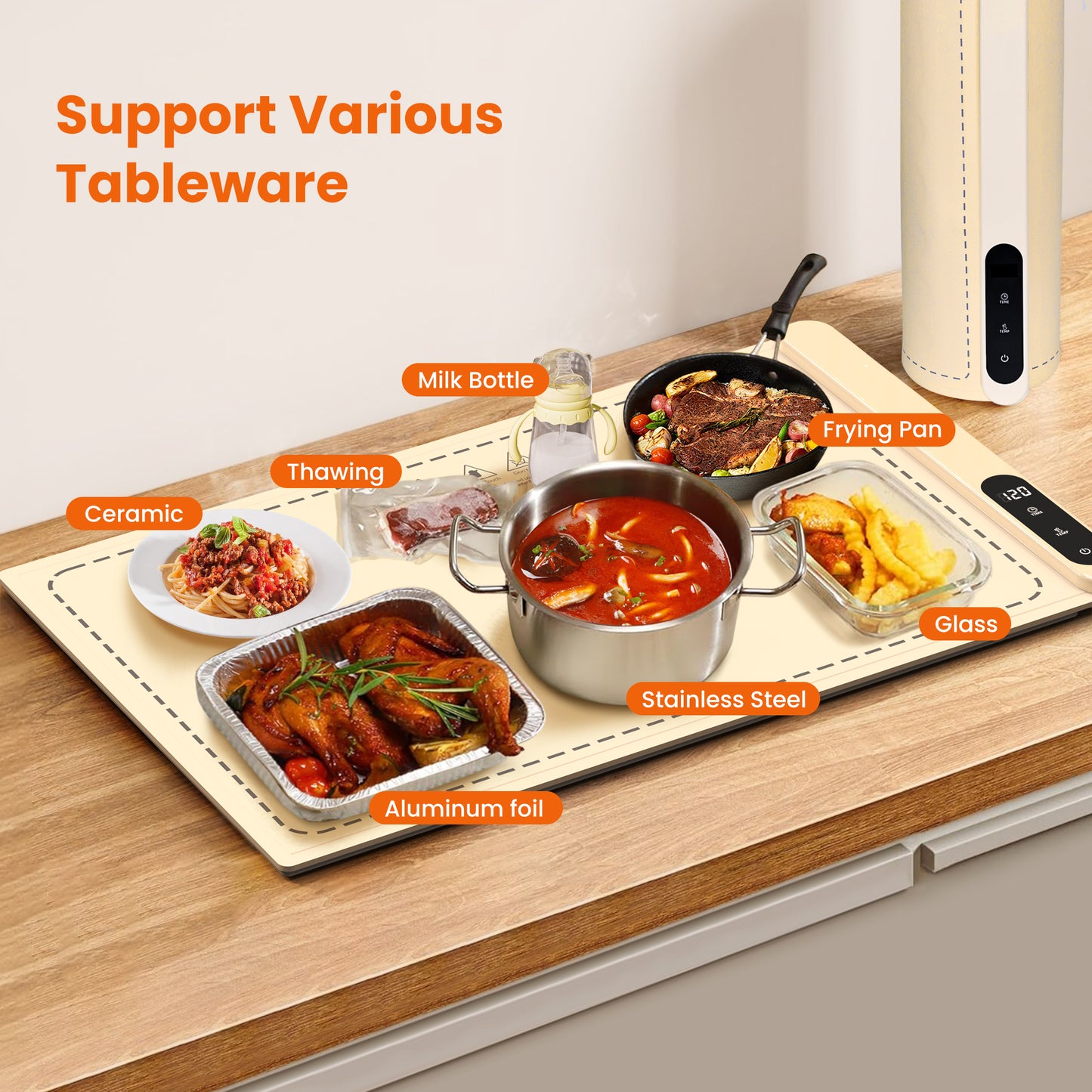 M Buder Food Warming Tray, Electric Warmer Mat, Adjustable Temperature, for Party, Family Dinner, Residential, Commercial