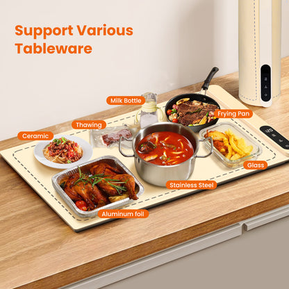 M Buder Food Warming Tray, Electric Warmer Mat, Adjustable Temperature, for Party, Family Dinner, Residential, Commercial