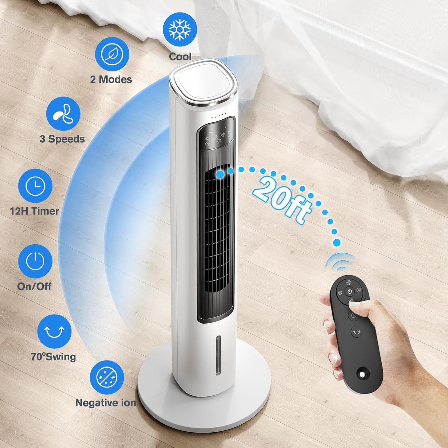 39inch Digital 3 Speed High Velocity Tower Fan w/Remote Control