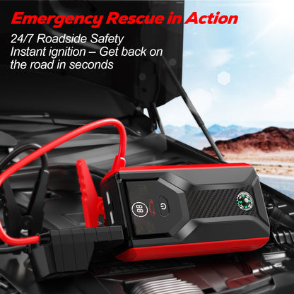 Floray 28000mAh Car Jump Starter – 12V Jump Pack for Gas & Diesel Engines with LED Light and USB Fast Charging