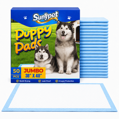 Sunypet Puppy Pads Disposable Dog Potty Training Pads, Quick Dry, Ultra Absorbent,Jumbo 36"x40", 50ct