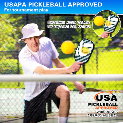 NFTIGB Pickleball Paddles Set with 4 Pickle Balls, Lightweight, Fiberglass Surface, USAPA Approved