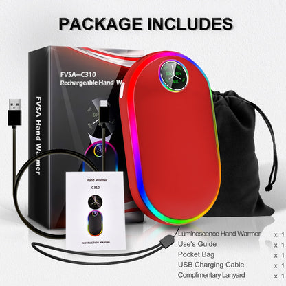 Madala Hand Warmers, 10000Mah Hand Warmers Rechargeable, 7 Changing Colors Lights Electric Hand Warmers, Reusable Hand Warmer for Outdoors, Hunting, Golf, Camping, Red