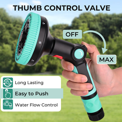 OHHANI Garden Hose Nozzle Multiple modes Dual Nozzle System Thumb Control for Watering Garden, Cleaning, Washing Car, Showering Pets