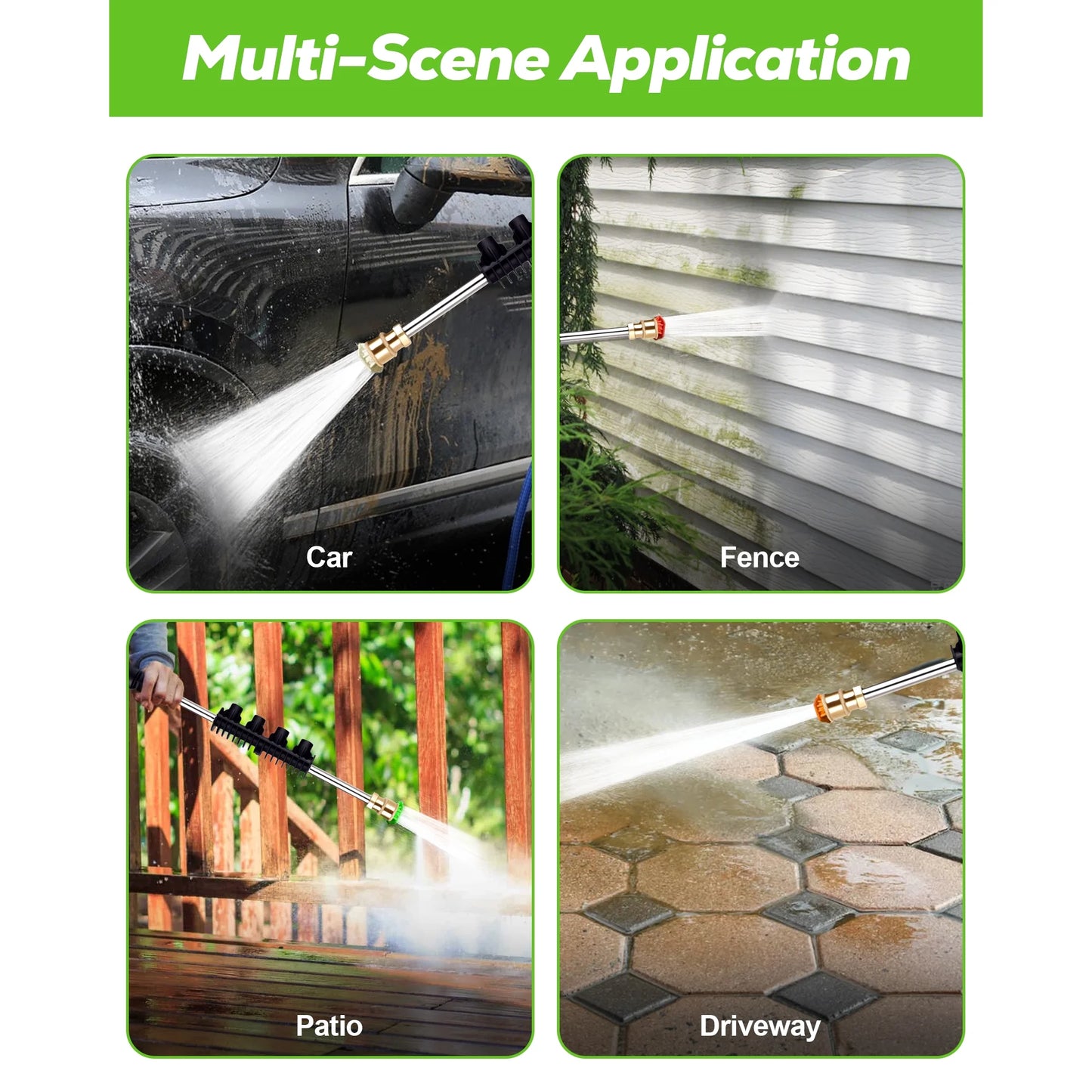 OHHANI Electric Pressure Washer, 2030 PSI Max, 2.4 GPM, 6ft Inlet Hose, 32ft Outlet Hose & Power Cord, 4 Nozzles & Foam Cannon for Car, Patio, Driveway