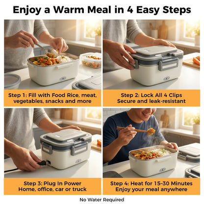 Riousery 80W Electric Lunch Box, 2.8L Heated Lunch Box with 12V/24V/110V, Leakproof Food Warmer for Car Truck Office Home, Black