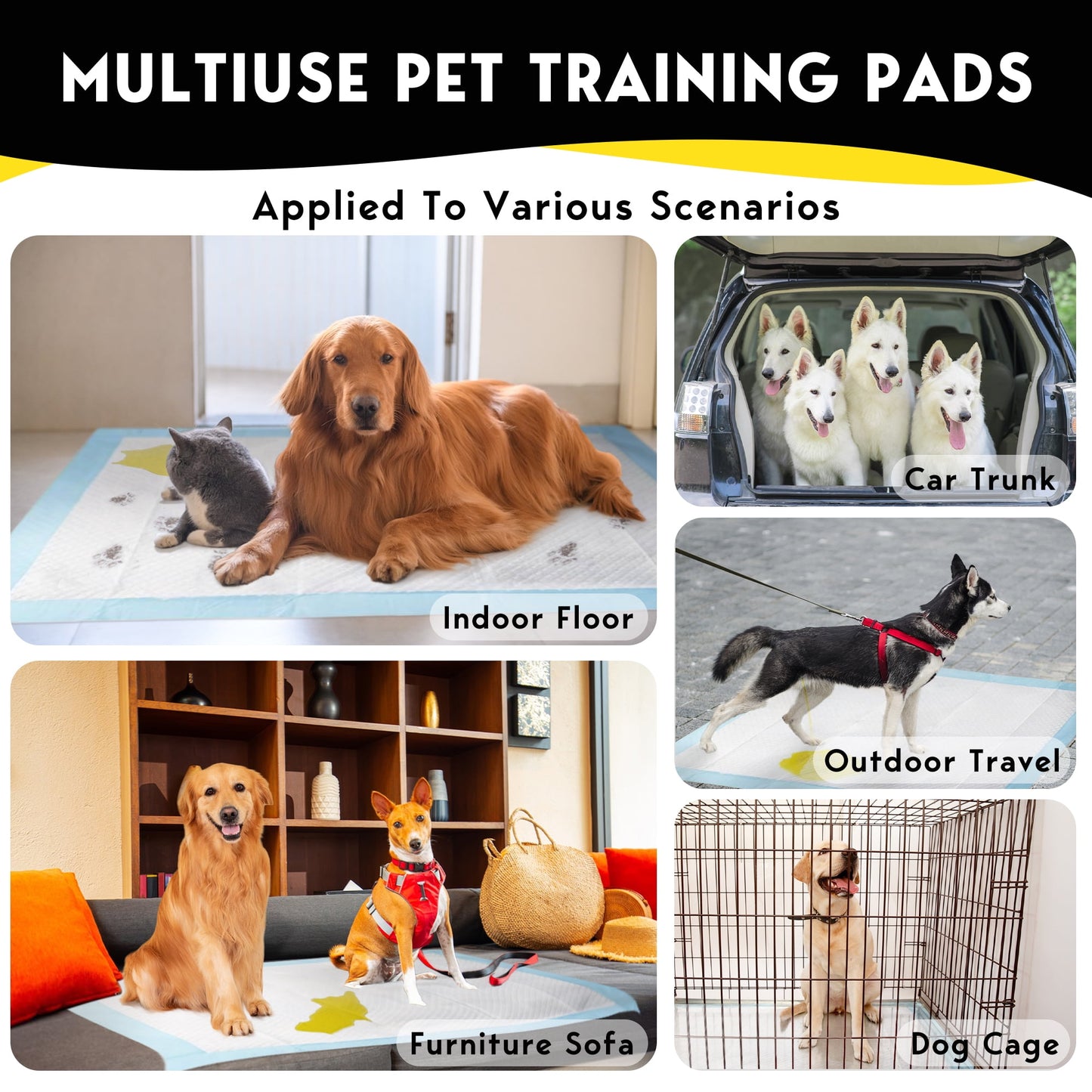 Tolobeve Dog Training Pads, XXL, 30 in x 36 in, 20 Count Disposable Dog Puppy Pee Pads